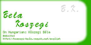 bela koszegi business card